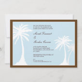 Blue Brown Palm Tree Wedding Uitnodiging (Achterkant)