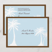 Blue Brown Palm Tree Wedding Uitnodiging (Voorkant / Achterkant)