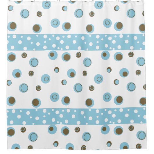 Blue Brown Polka Dots Bathroom Douchegordijn (Voorkant)