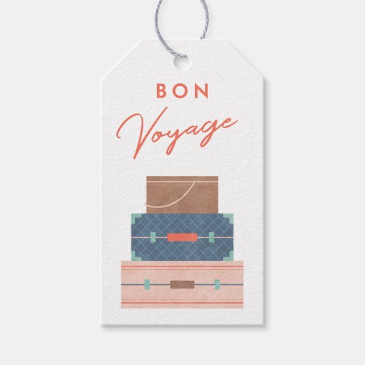 Blue Brown Red Bon Voyage Party voor Label Cadeaulabel (Voorkant)