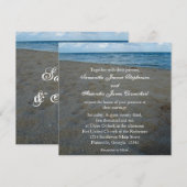 Blue+Brown Sands Strand Bruiloft Uitnodigingen (Voorkant / Achterkant)