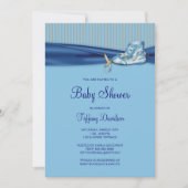 Blue Brown  Shoe Boy Baby shower Kaart (Voorkant)