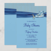 Blue Brown  Shoe Boy Baby shower Kaart (Voorkant / Achterkant)