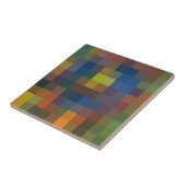 Blue Brown Squares keramische Tegel Tegeltje (Zijkant)