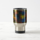 Blue Brown Squares Travel Mug Reisbeker (Center)