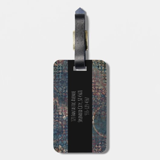 Blue Brown Steampunk Grunge Bagagelabel (Achterkant verticaal)