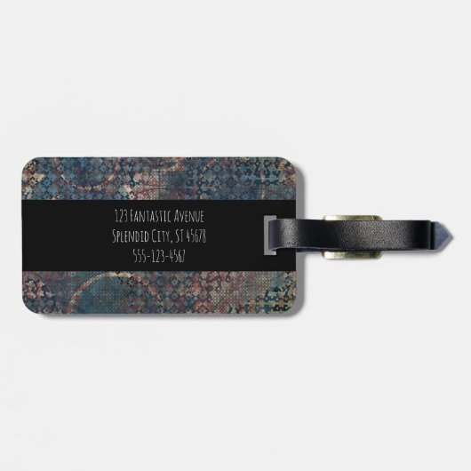 Blue Brown Steampunk Grunge Bagagelabel (Achterkant horizontaal)