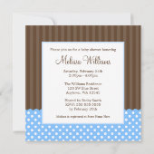 Blue Brown Stork Stippen Boy Baby shower Kaart (Achterkant)