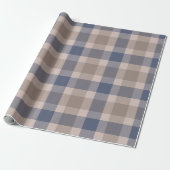 Blue Brown Tartan Pattern Cadeaupapier (Uitgerold)