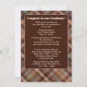 Blue Brown Tartan Pset Afstuderen Aankondiging (Achterkant)