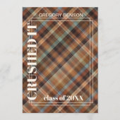 Blue Brown Tartan Pset Afstuderen Aankondiging (Voorkant)