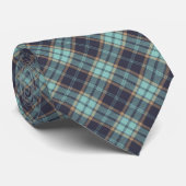 Blue Brown Tartan Pset Rustic Argyle Pattern Stropdas (Opgerold)