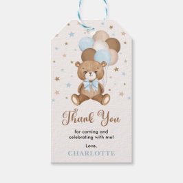 Blue Brown Teddy Bear Baby shower Dank je wel Cadeaulabel