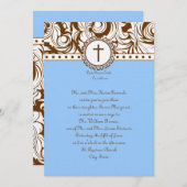 Blue Brown Vintage Wedding Invitation Kaart (Voorkant / Achterkant)