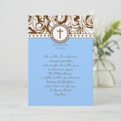 Blue Brown Vintage Wedding Invitation Kaart (Staand voorkant)