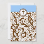 Blue Brown Vintage Wedding Invitation Kaart (Achterkant)