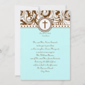 Blue Brown Vintage Wedding Invitation Kaart (Voorkant)