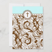 Blue Brown Vintage Wedding Invitation Kaart (Achterkant)