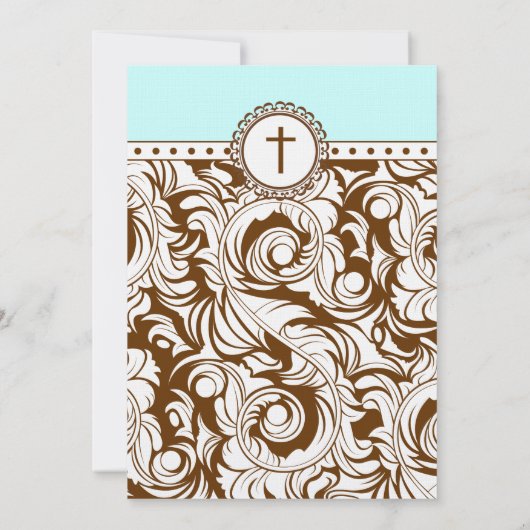 Blue Brown Vintage Wedding Invitation Kaart (Achterkant)