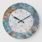 Blue & Brownl Marble Stone Pattern Grote Klok (Voorkant)