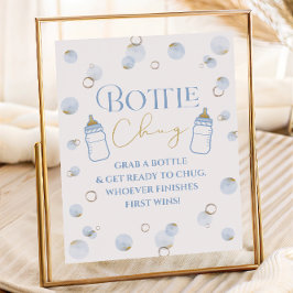 Blue Brunch Bubbly en Baby shower Bottle Chug Poster
