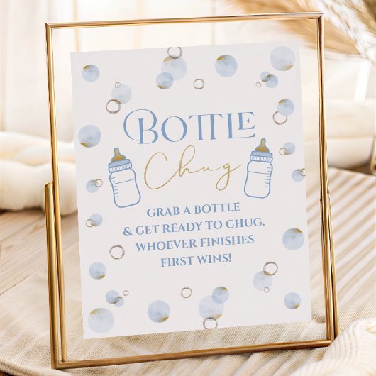 Blue Brunch Bubbly en Baby shower Bottle Chug Poster