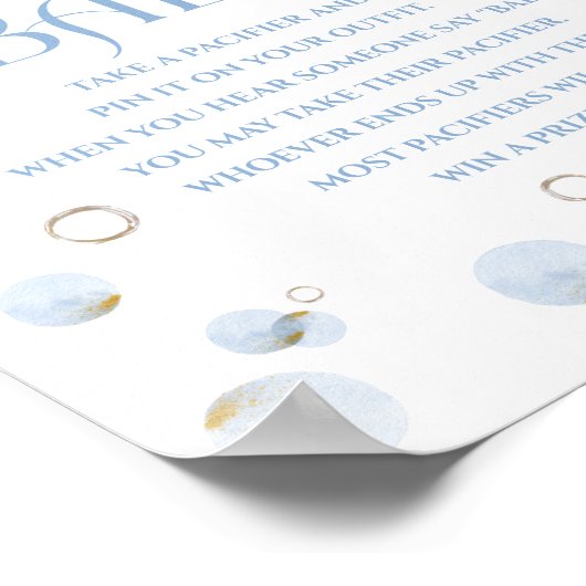 Blue Brunch Bubbly en Baby shower zeggen geen Baby Poster (Hoek)