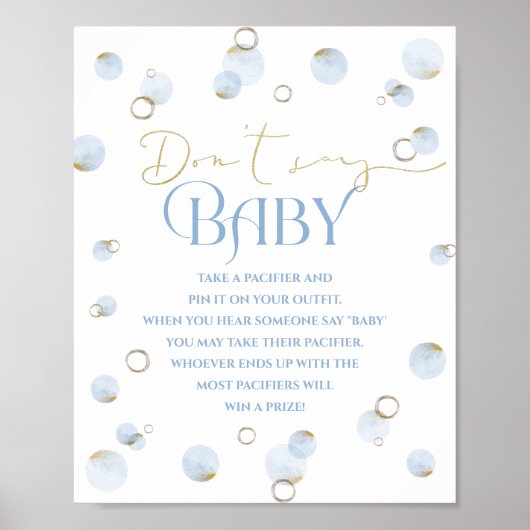 Blue Brunch Bubbly en Baby shower zeggen geen Baby Poster (Voorkant)