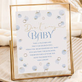 Blue Brunch Bubbly en Baby shower zeggen geen Baby Poster