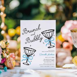 Blue Brunch en Bubbly Hand getekend Kaart