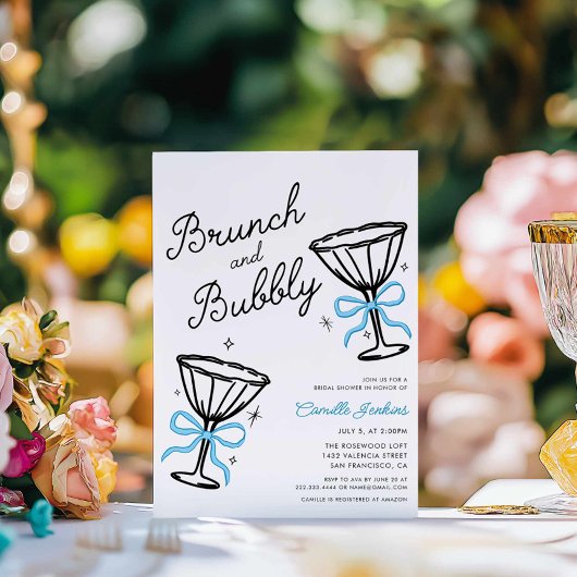 Blue Brunch en Bubbly Hand getekend Kaart