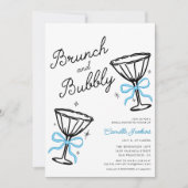 Blue Brunch en Bubbly Hand getekend Kaart (Voorkant)