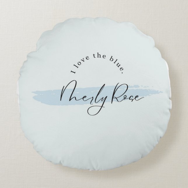 Blue Brush Romance Neily Rose Rond Kussen (Voorkant)