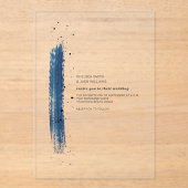 Blue Brush Stroke Wedding Acryl Uitnodigingen (Voorkant)