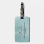 Blue Brushed Metal Monogram Name Script Bagagelabel (Achterkant verticaal)
