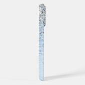 Blue Brushed Metal Silver Glitter Monogram Name iPhone Hoesje (Rechterkant)