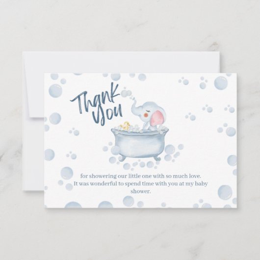 Blue Bubble Bath Animal Baby Shower Bedankkaart (Voorkant)