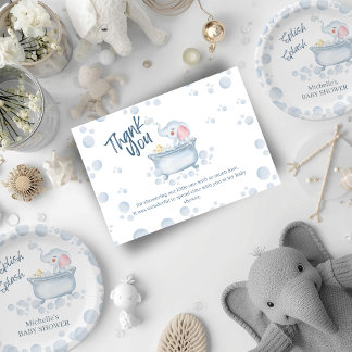 Blue Bubble Bath Animal Baby Shower Bedankkaart