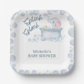 Blue Bubble Bath Animal Baby Shower Papieren Bordje (Voorkant)