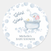 Blue Bubble Bath Animal Baby Shower Ronde Sticker (Voorkant)