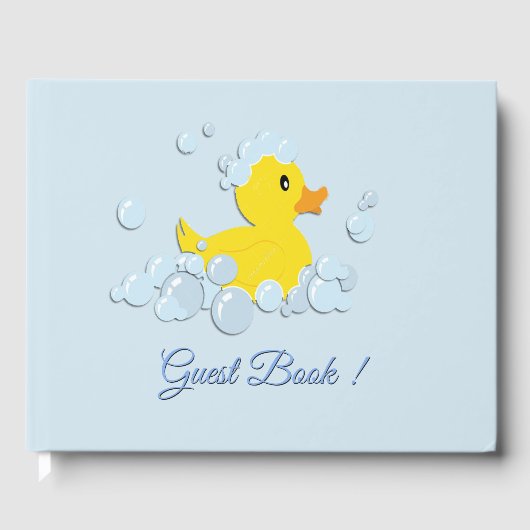 Blue Bubble Bath Baby Boy Shower Guest Book Gastenboek (Voorkant)