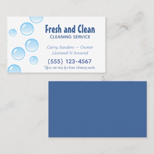 Blue Bubble Design House Cleaning Service Visitekaartje (Voorkant / Achterkant)