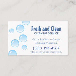 Blue Bubble Design House Cleaning Service Visitekaartje