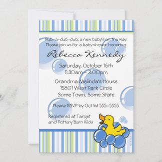 Blue Bubble Ducky Baby Shower-uitvindingen Kaart