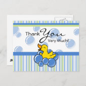 Blue Bubble Ducky Dankjewel Kaarten (Voorkant / Achterkant)