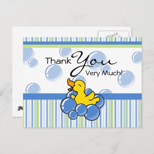 Blue Bubble Ducky Dankjewel Kaarten (Voorkant / Achterkant)