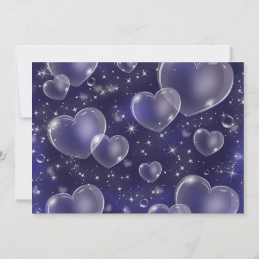 Blue Bubble Hearts Cute Girly 90's Birthday Party Kaart (Achterkant)