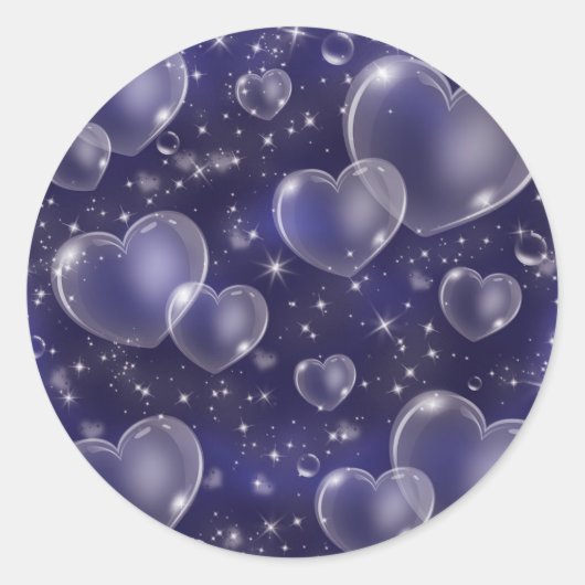 Blue Bubble Hearts Cute Girly 90's Style Birthday Ronde Sticker (Voorkant)
