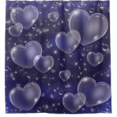 Blue Bubble Hearts Cute Girly 90's Style Douchegordijn (Voorkant)