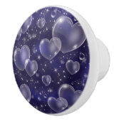 Blue Bubble Hearts Cute Girly Keramische Knop (Rechts)